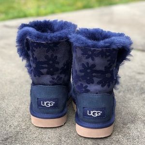 Bailey button Navy Embossed Floral boots f…